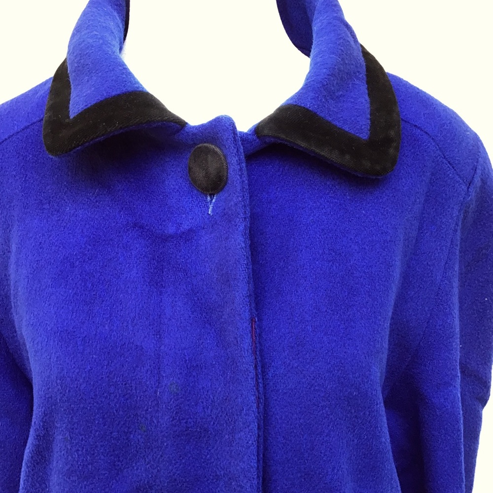 VTG Petite Sophisticate Coat Womens Sz 10 Blue Wool Longline Winter 90s USA Made